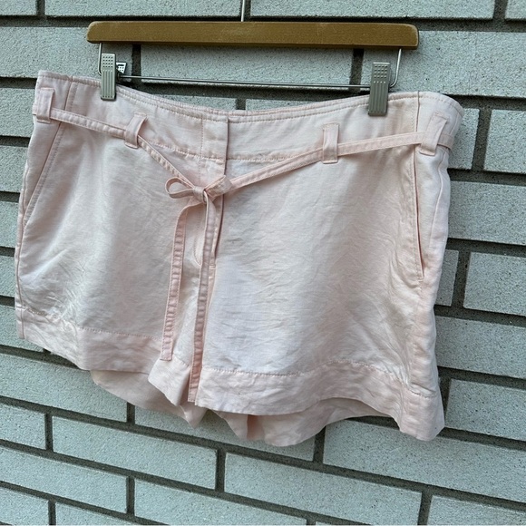 J. Crew Linen Blend Belted Shorts City Fit Pockets Blush Ballet Pastel Pink - Picture 2 of 10